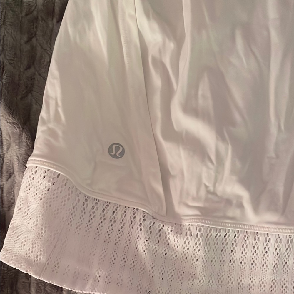 Lululemon White Shirt with Lace Trim